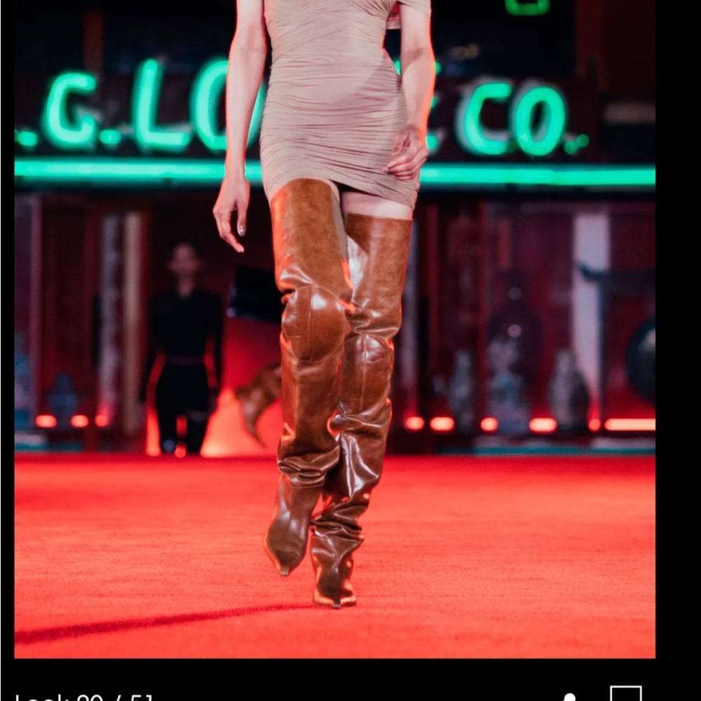 Off the runway, not released, thigh high choc, never worn, size 41 added, no box